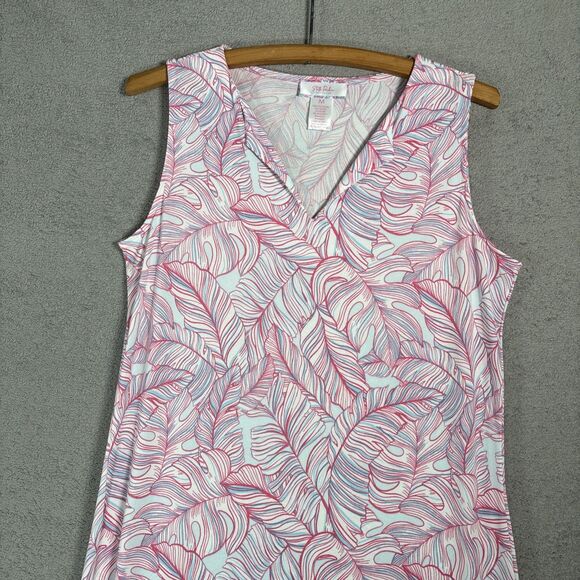 Stella Parker Size M Maxi Dress Jersey Knit Lightweight‎ Pink Blue Coral Resort - Picture 6 of 13